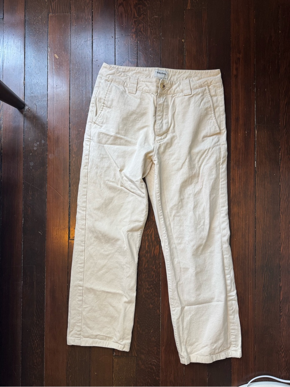 Rhythm Men's Cream Cotton Chinos